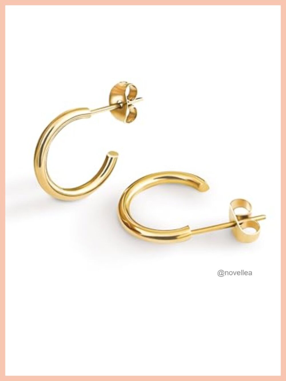 18K Gold Plated Small Hoop Earrings, Lightweight Hypoallergenic Thin Tube Hoops